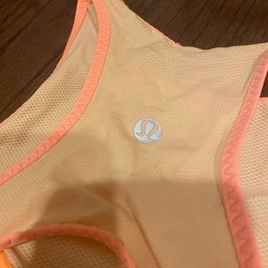 Lululemon sleeveless racerback tank top, size 2, orange and yellow